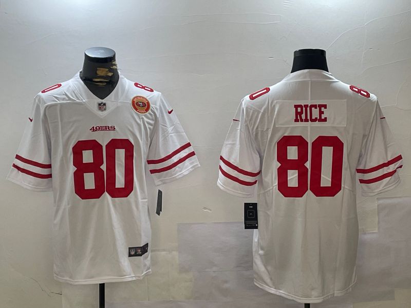 Men San Francisco 49ers #80 Rice White Second generations 2024 Nike Limited NFL Jersey style 5->->